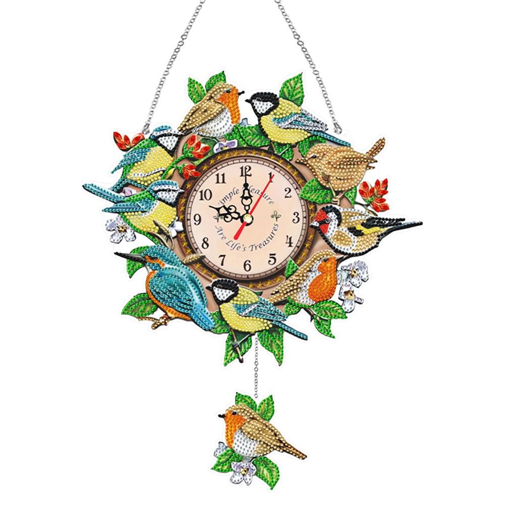 Acrylic Special Shaped Animals Colorful Crystal Diamond Clock DIY Diamond Painting Clock Kit Hanging Sign Living Room Decoration