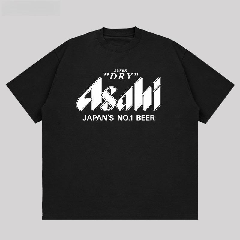 2026 New Cotton Summer Tshirt Asahi Beers Shortsleeved Tshirt with Japanesestyle Print Trendy Tshirt with A Relaxed Fit 2XL