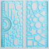 2Pcs Student Ruler Multifunctional Drawing Stationery Multi Shaped Hollowed-out Geometry Ruler with Protractor for School