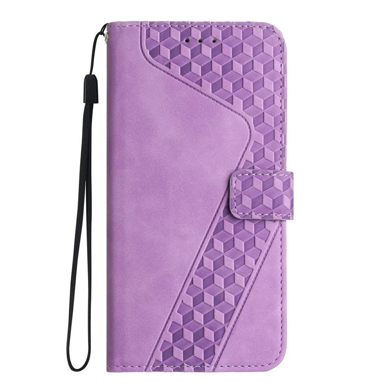For Samsung Galaxy S24 Ultra Case 3D Geometric Lattice Leather Flip Wallet Case On sFor Samsung S24 Ultra S 24 Plus Phone Cover