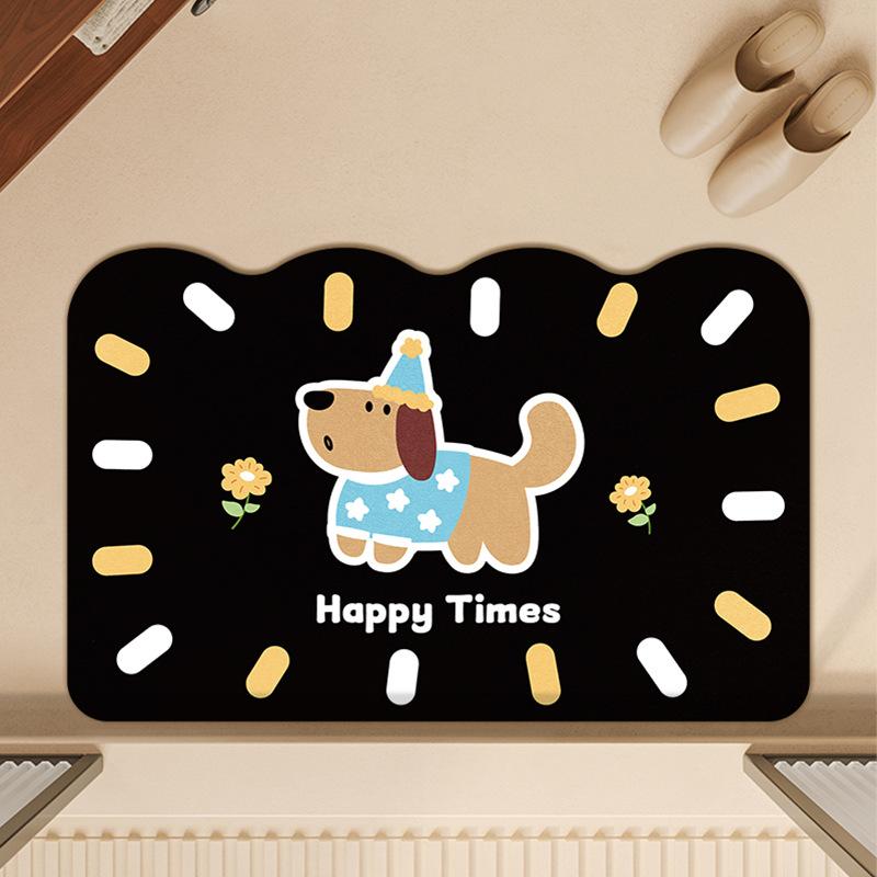 Cartoon Dog Bathroom Floor Mat, Special Diatom Mud For Bathroom, Water-Absorbing Non-Slip Foot Pad, Dirt-Resistant And Quick-Drying Ground At The