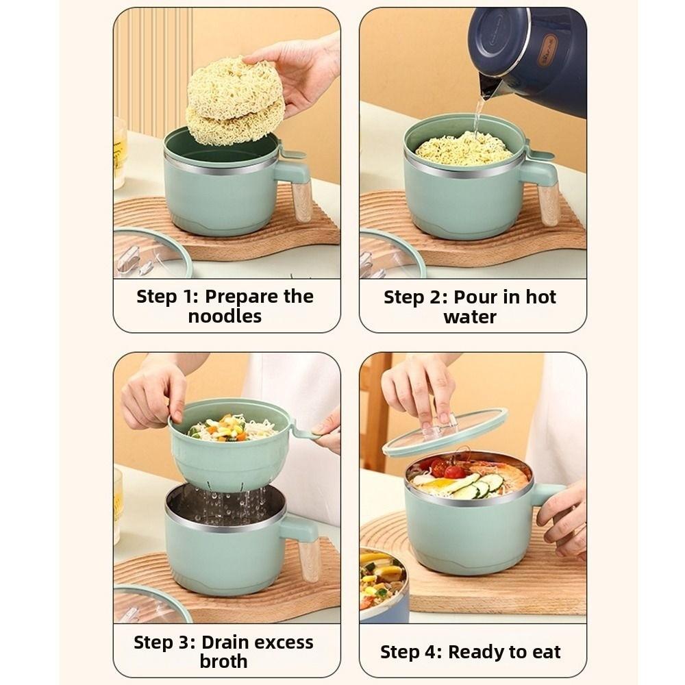 Non-slip Bottom Insulated Ramen Bowl Double-layer Noodle Bowl with Drain Basket  Cooking