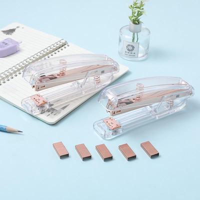 "Rose Gold Transparentní módní lehká luxusní sešívačka pro kancelář a studenty - 24/6 vázací stroj šetřící práci"
