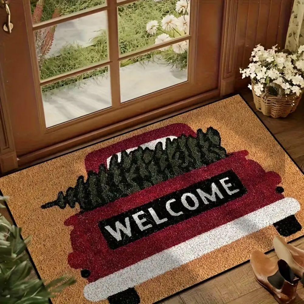 

VIKAMA Christmas Car Welcome Doormat Holiday Decor Bedroom Kitchen Floor Mat Indoor Outdoor Entryway Rug Home Decor 40x60cm 16x24inch