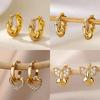 Cubic Zirconia Twisted Earrings for Women Gold Stainless Steel Earrings Party Piercing Fashion Wedding Waterproof Jewelry