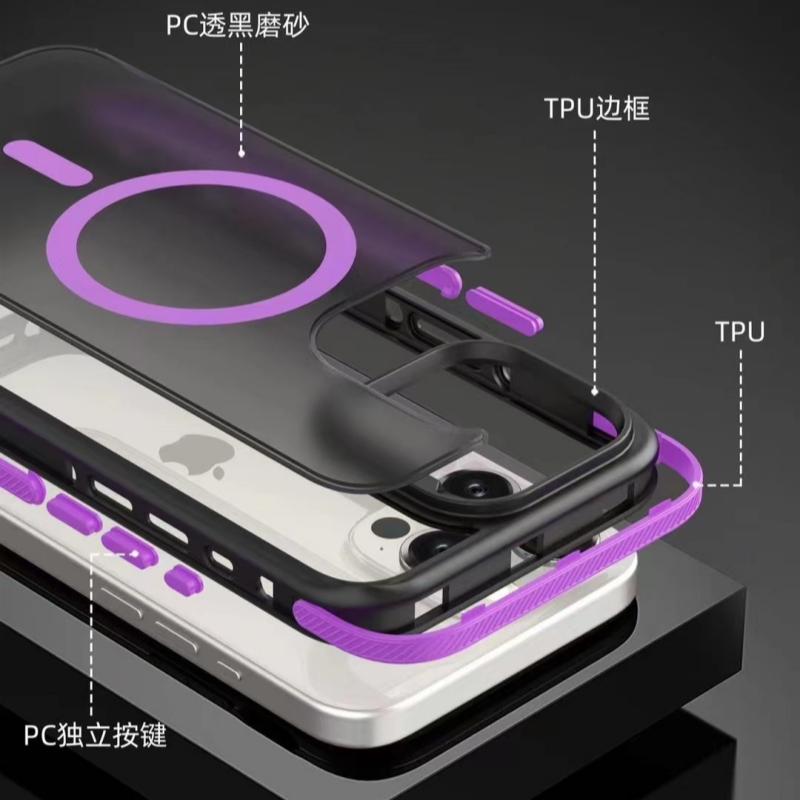 For iPhone 16 Pro Max Luxury Magsafe Magnetic Matte Bicolor Frame Phone Case For iPhone 12 13 14 15 16 Plus Protective Cover