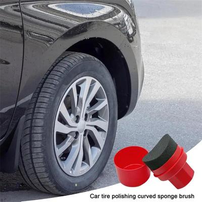 Curved Tire Wax Applicator Sponge with Lid Ergonomic Car Tire Cleaning Dressing Pad Detailing Tool for Car Waxing Cleaning Tool