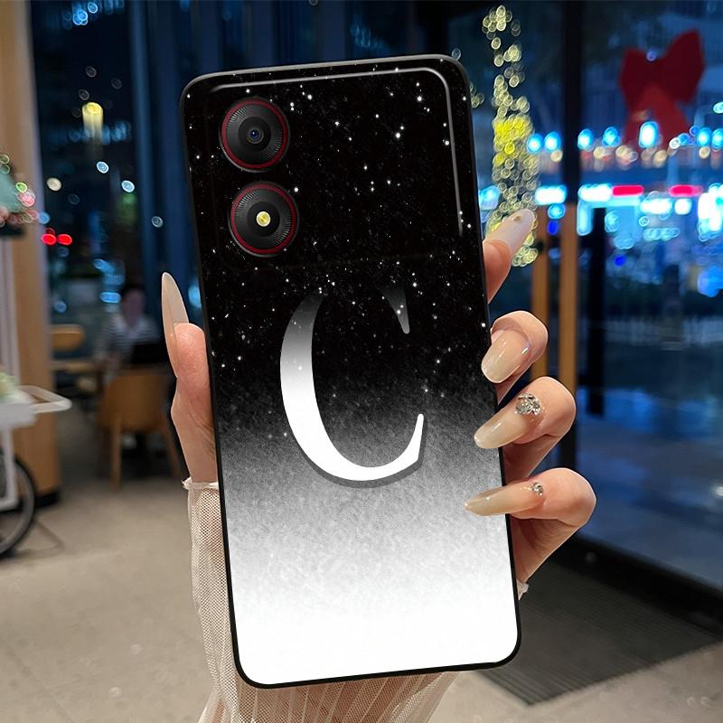 New Design Letter Flower Pattern Soft Silicone Black Phone Case For ZTE Blade A34 4G Anti-scratch Shell ZTE Blade A34 4G Casing