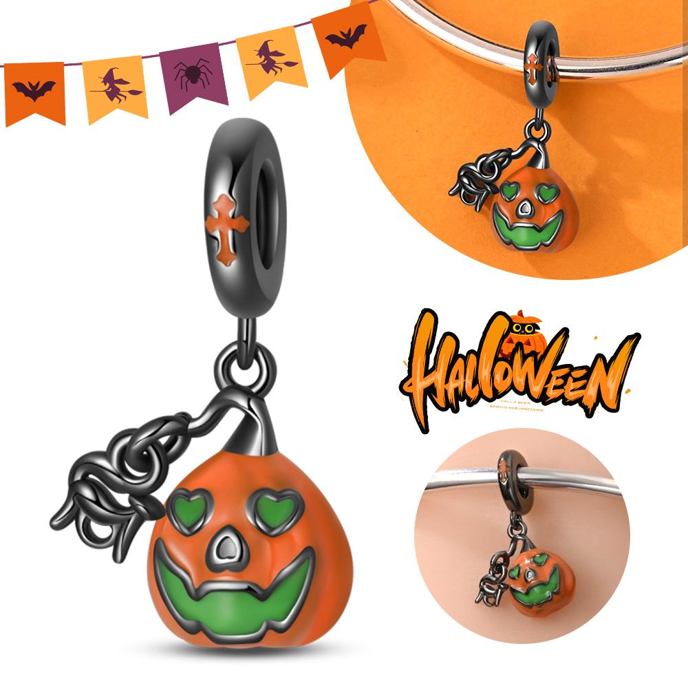 Halloween Party Series Copper Cute Pumpkin Doll Pendant Beads Fit Charms Bracelet For Jewelry Making Women Gifts