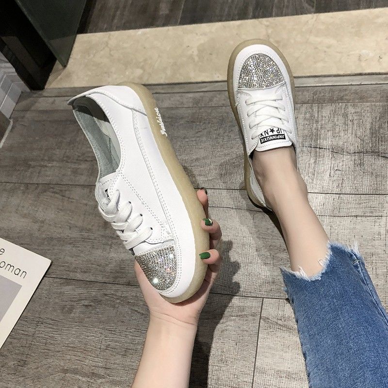 Fashion Casual Women Thick Bottom Sneaker Autumn Designer Mirror Luxury Canvas Rhinestone Women's Shoes Trend 2024 Fashion Running Black