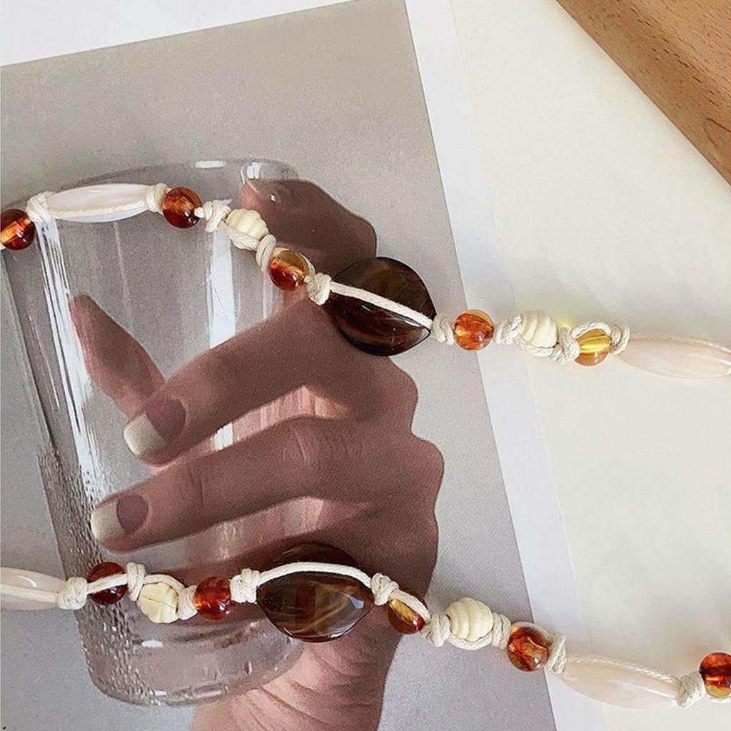 Verstellbares böhmisches geflochtenes Taillenband mit Perlendesign Taillenschmuck für Kleider und Röcke Wachsschnur-Accessoire