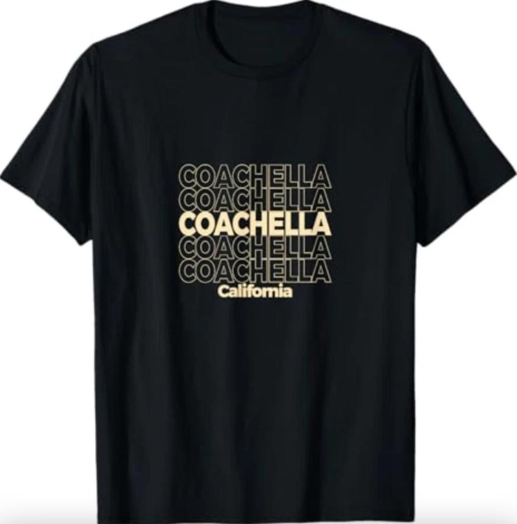 Vintage Coachella, California Repeating Text T-Shirt Gildan 5000