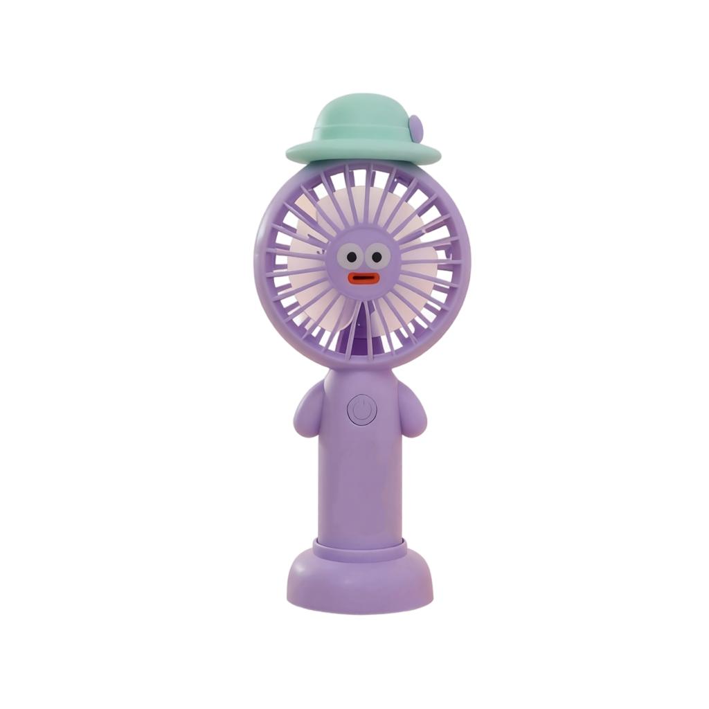 Portable Rechargeable Mini Handheld Fan Cartoon Character Design USB Charging Three Speed Settings Compact Size