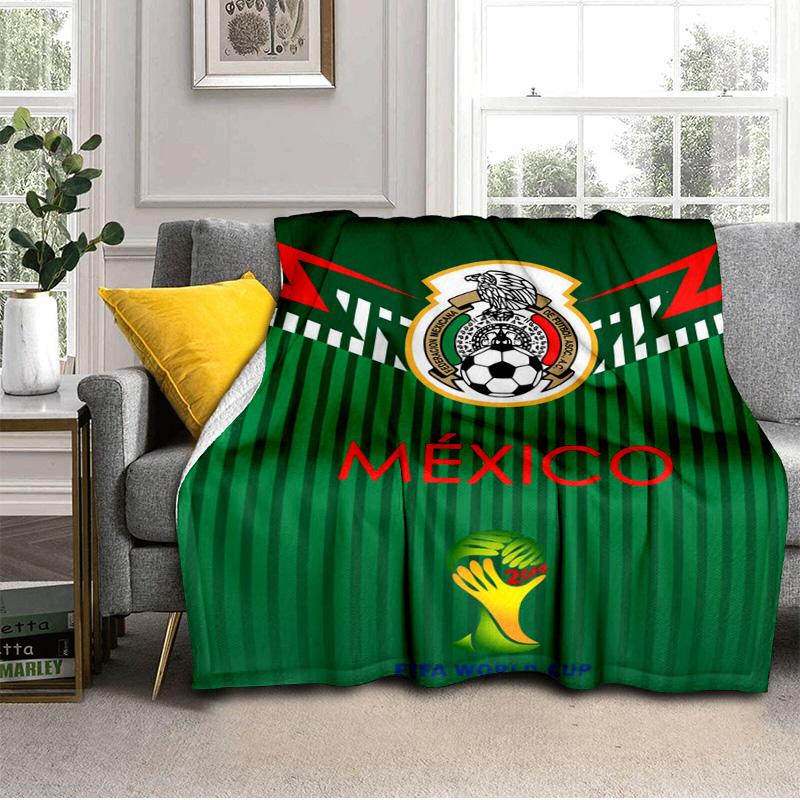 Mexiko Fußballnationalmannschaft Emblem Gedruckte Decken Weiche Flanelldecken für Sofa Bett Geschenke für Männer Frauen Picknickdecke Weihnachtsgeschenke