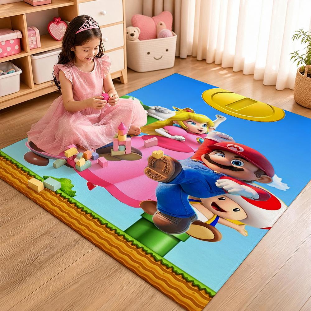 Mario Kart World Tour Theme Rug Allseason Carpet For Living Room Bedroom Office Home Decor Great Holiday Gift
