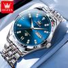OLEVS Original Diamond Time Watch Men Waterproof Date Week Automatic Mechanical Stainless Steel Fashion Business Leisure Watches