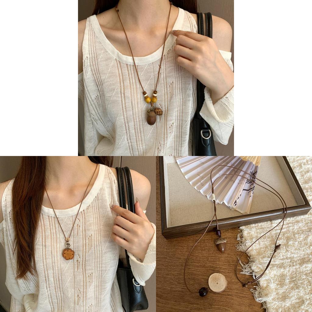 Bohemian Acorn Resin Necklace With Geometric Pendant For Women Summer Fashion