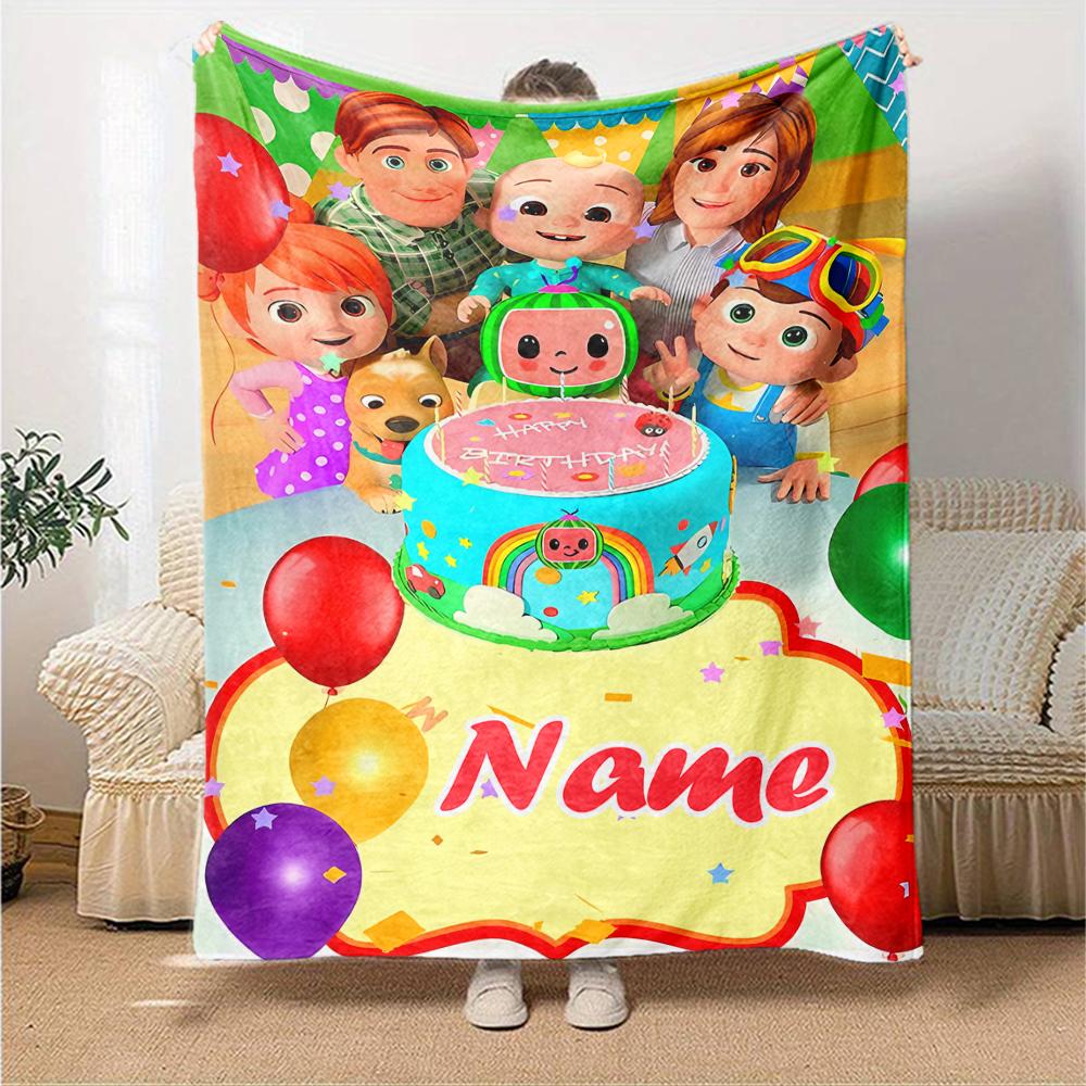 Customiz Name Personality CoComelon - Dance Party Blanket Soft &Warm Sofa Office Bed Travel Lunch Break Blanket, Gift Suitable All Seasons