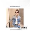 Women's 2023 Korean-Style Retro Patchwork Denim Jacket - Age-Reducing Short Zipper Stand Collar, Long-Sleeved Top for Spring