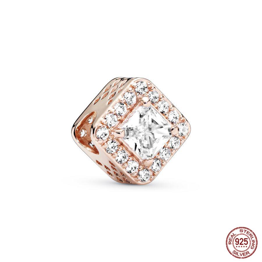 Fit Original  Charm Bracelet Rose Gold Series Sparkling Leaf Heart Beads Hot Air Balloon S925 Sterling Silver DIY Jewelry