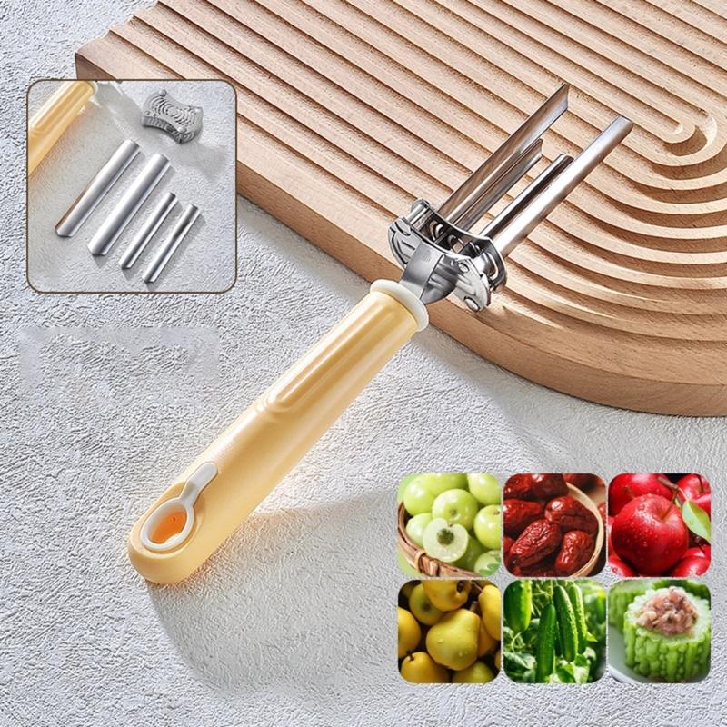 Vegetable Cores Remover Tool Adjustable Diameter For Apples Peppers Stainless Steel Blade Kitchen Gadget