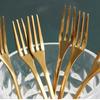 Creative Stainless Steel Leaf Shape Gold Flatware Fruit Fork Dinnerware Appetizer Snack Dessert Fork Kitchen Tableware 6Pcs