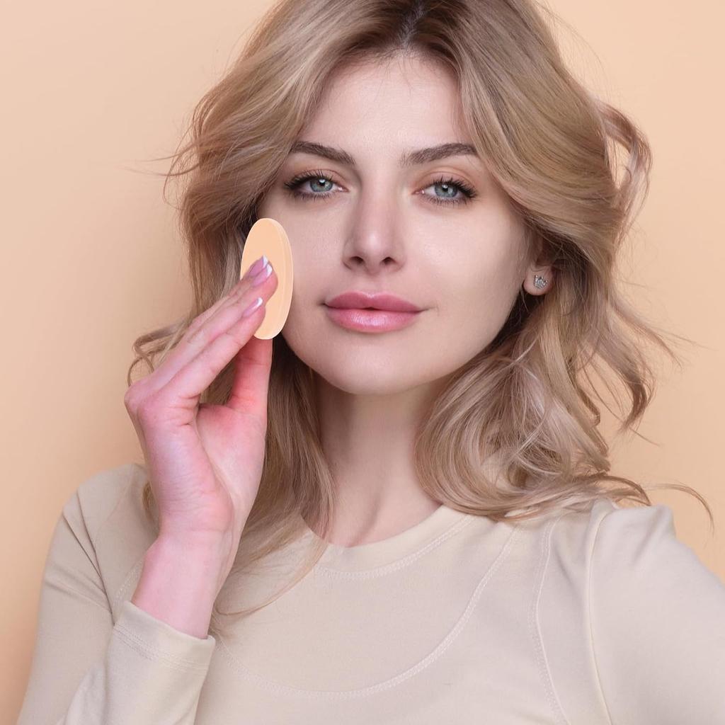 Jeffdad 12 Pcs Round Makeup Sponges, Facial Powder Puff Cosmetic Sponge Round Foam Pad Beauty Makeup Eye Foundation Powder Blender for All Skin Types