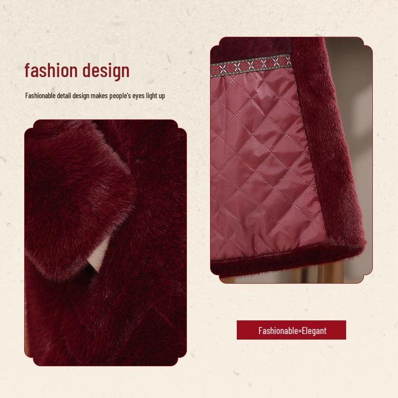 Mother's Plus Velvet Thick Mid-Length Coat for Elderly Women – Warm Cotton Jacket for Winter