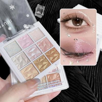 Neunfarbige Lidschattenschale Glitzer Glitzer Multifunktionale Lidschattenpalette Konturschale Wasserfest Dauerhaftes Set Alltagskosmetik Mode-Make-up