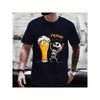 Europäische Größen Herren Baumwoll-T-Shirt - Lustiger Skelett "Endlich Freitag" Bierkrug Grafik-T-Shirt, Lässiges Kurzarm-Rundhals-Oberteil für Bierliebhaber