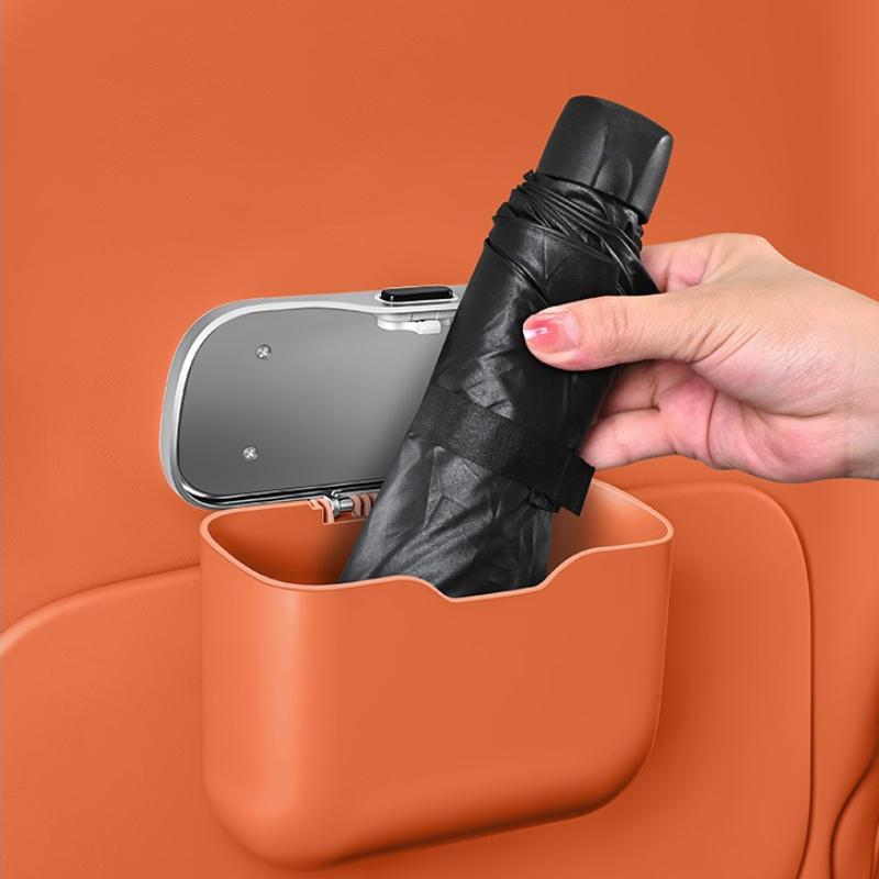 Multifunctional Car Trash Can with Lid Button, Hanging Storage Bin for Wet and Dry Use, Auto Interior Accessories, Organizer Box