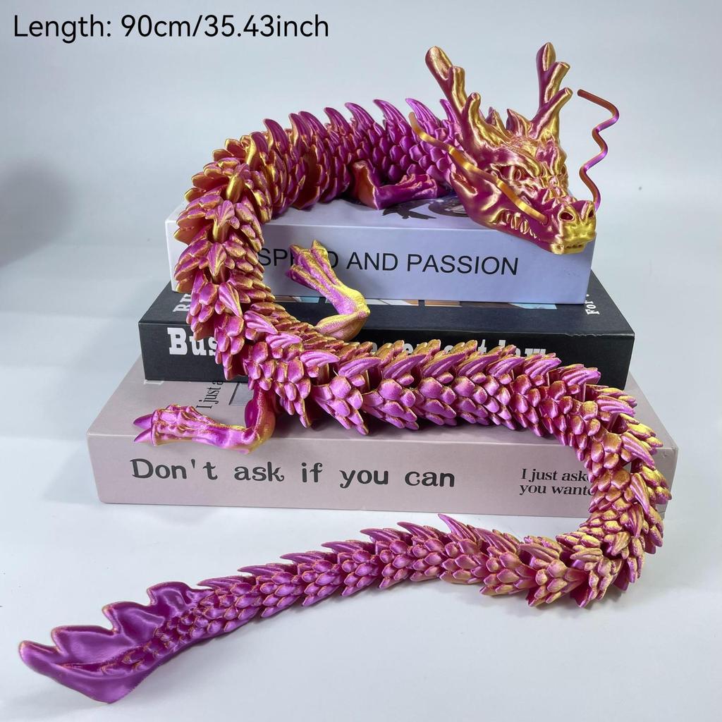 New 90Cm 3D Printed Dragon Full Body Joints That Can Move Home Furnishing And Decoration Figurines Desktop Ornament Children Toy