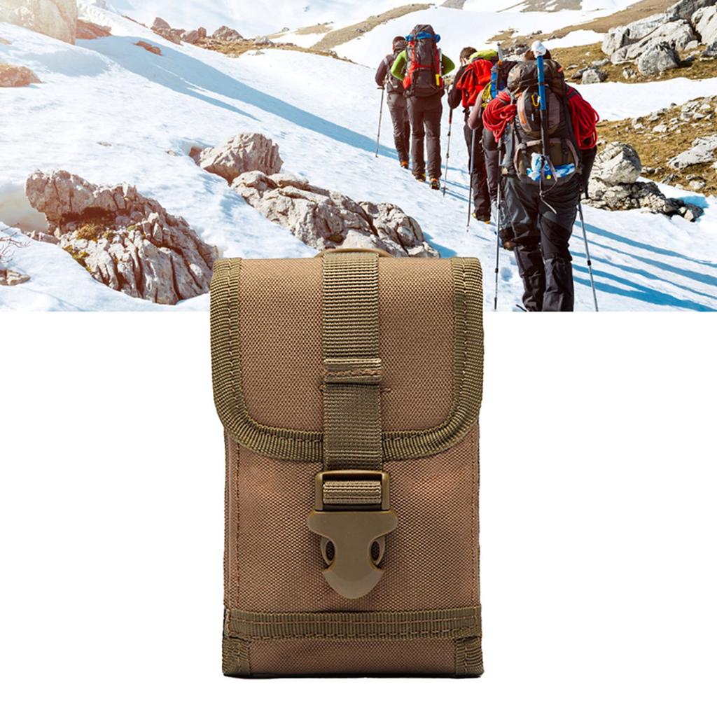 Military Mobile Phone Bag Leisure Nylon Waterproof Multifunction Phone Waist Pack for Outdoor Sports Khaki