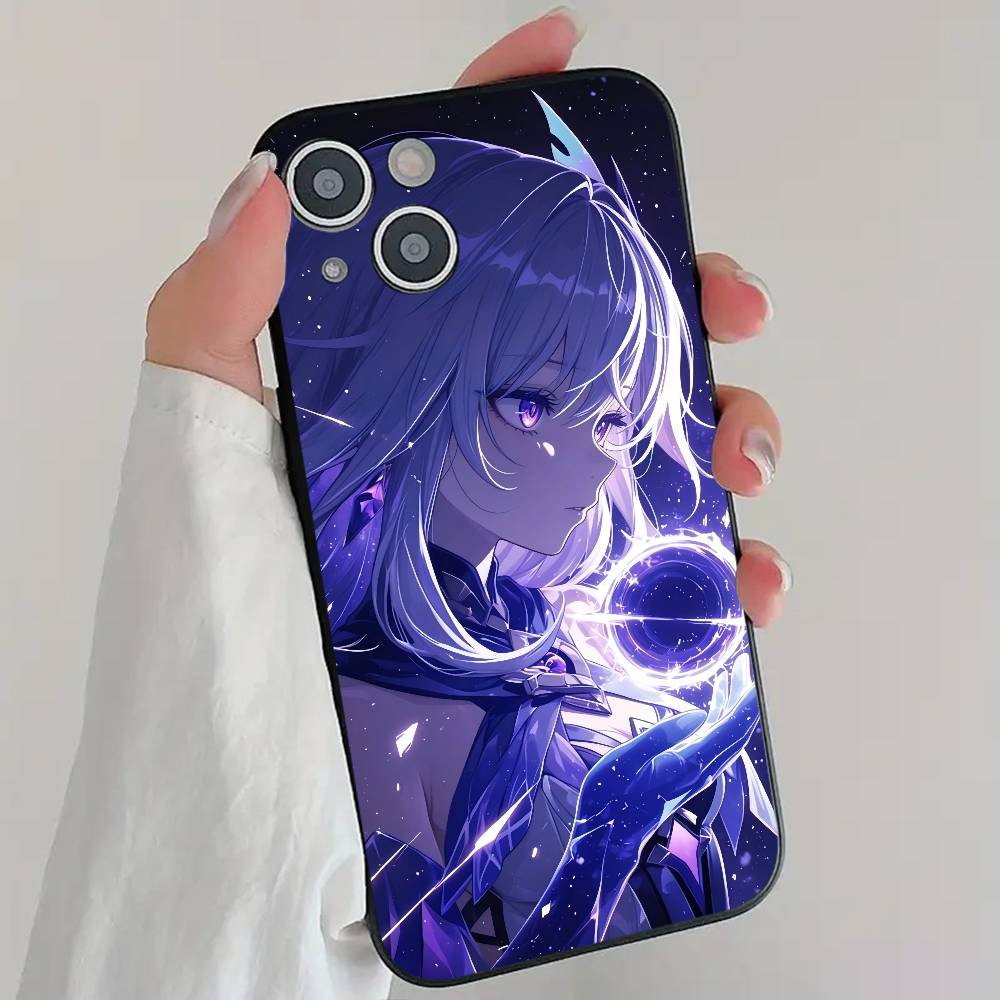 S-Skirk Anime Game G-Genshin I-Impact Phone Case Cool Black Silicone Soft For IPhone 16 15 14 13 12 11 X XR Plus Pro Max Plus