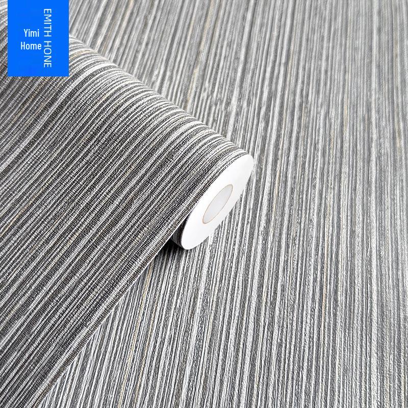 Linen Texture Self-Adhesive Waterproof Wallpaper for Bedroom & Living Room - Thickened, Solid Color, Moisture-Proof, Simple Design.