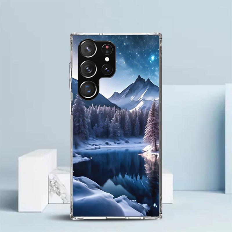 Landscape Winter Light Snow Phone Case For Samsung Galaxy S24 S25 Edge S26 Ultra S22 S23 Plus S21 + S20 FE Soft TPU Back Cover G