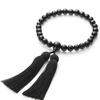 Eizen Nenjuya Prayer Beads for Women Onyx 7mm Beads with Textile Bead Bag Juzu Prayer Beads Handmade for All Sects (Black Heads) [Nishijin Included]