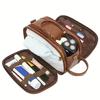 Faux Leather Toiletry Bag Large Water-resistant Bathroom Shaving Pouch Travel Grooming Organizer for Men