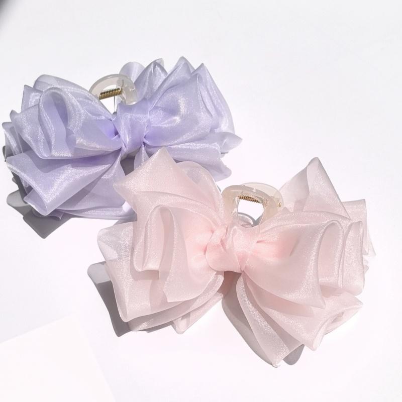 Große Schmetterlingsschleife Haarklammer Schickes Haaraccessoire für High-End-Stil Frühling/Sommer Organza Klammer Atemberaubende Haifischklammer