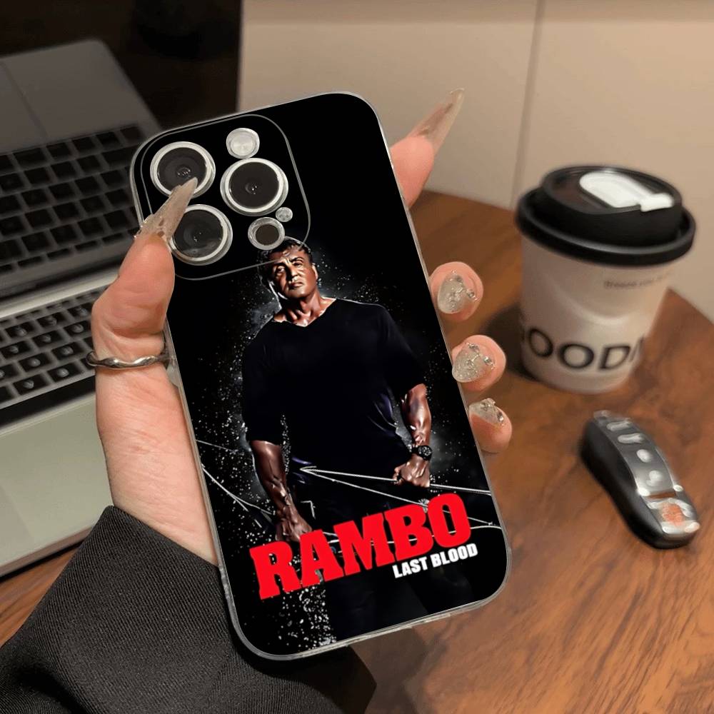 1pc Movie Rambo First Blood Transparent Phone Case For IPhone 16 15 14 13 12 11 Pro Max Plus Soft Cover