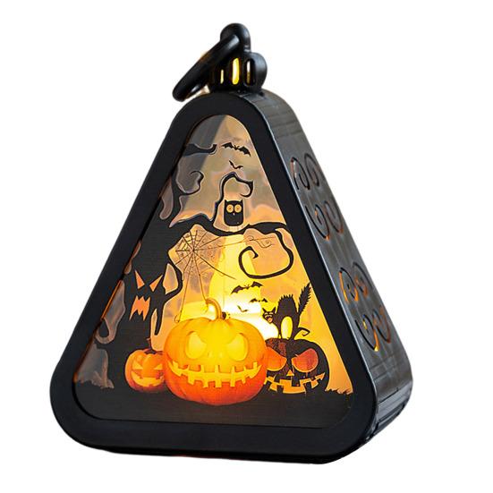 Halloween Pumpkin Lantern Witch Portable Carry Light Trick or Treat Decoration Party Scene Setup Props for Mantel Cabinet Decor