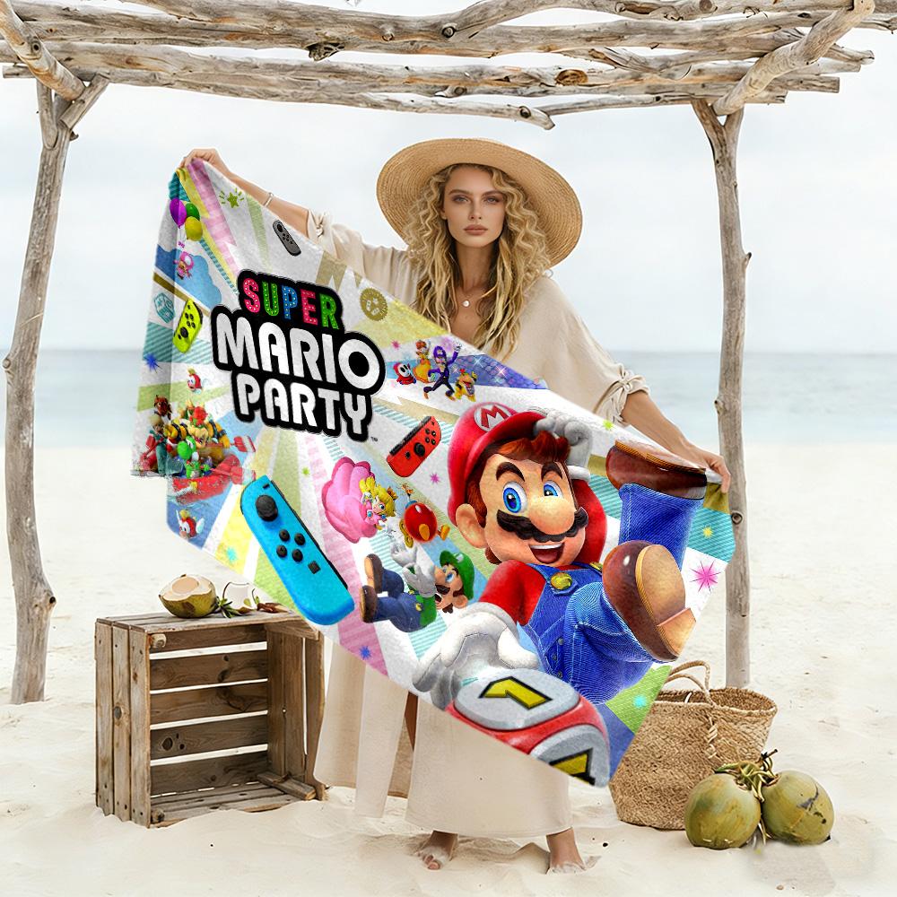 Mario Theme Beach Towel Super Soft & Absorbent Comfortable Lightweight Perfect for Traveling Yoga Camping and Swimming