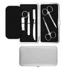 Mens Grooming Kit With Stainless Steel Nose Hair Trimmer Eyebrow Scissors Tweezer Nail Clipper Set