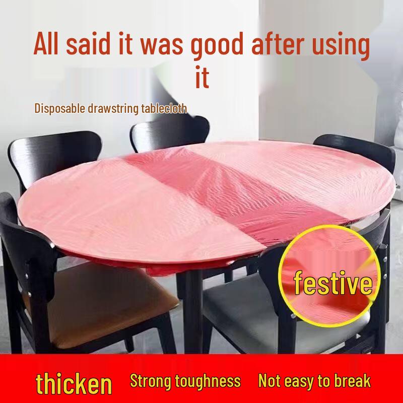 ZISIZ Red Round Elasticated Disposable Tablecloth