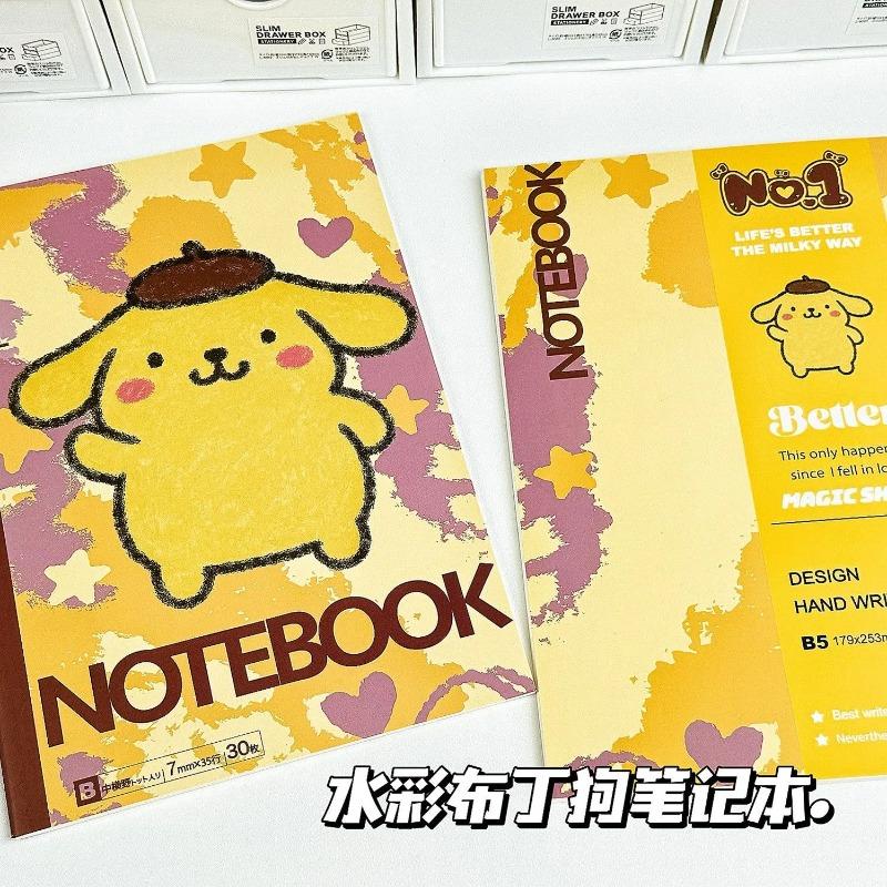 Watercolor Sanrio B5 Notebook Cartoon Anime  Kuromi Learning Book Drawing Booklet Horizontal Notebook Children'S Gift