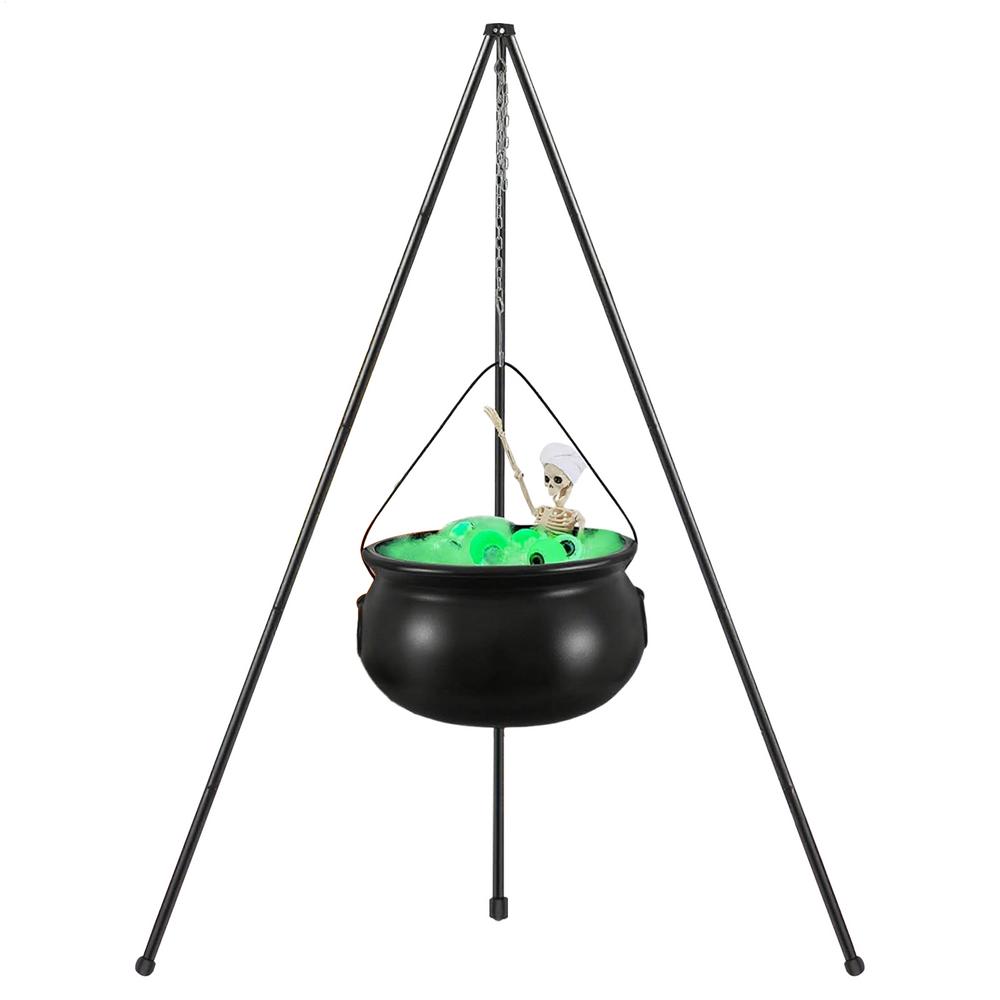 

2025 Halloween Witch Cauldron With Tripod Eyeball Light Strings And Skeleton Halloween Cauldron Decoration For Home And Porch