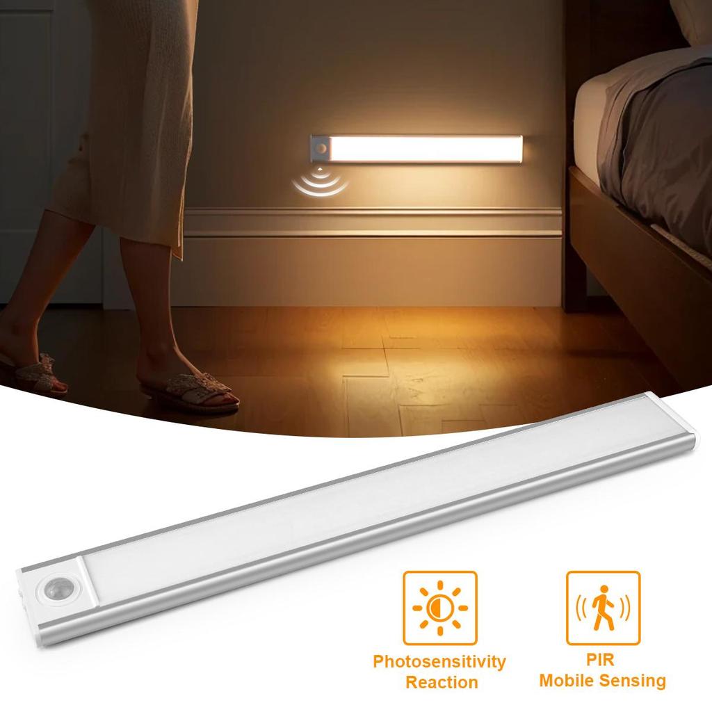 Uppladdningsbart batteri med hög kapacitet Rörelsesensor USB LED Underskåpslistlampa Aluminiumlist Nattlampa För Kök Sängbord