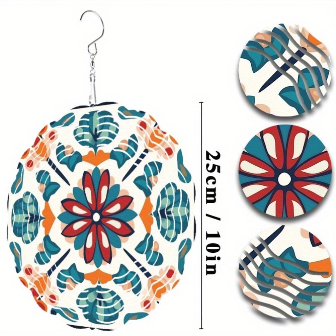 

10-дюймовый подвесной спиннер-колокольчик ветра в богемном стиле, вращающийся художественный декор для сада, балкона, летне-весенний уличный декор с крючком 360°, идеальный подарок 01A