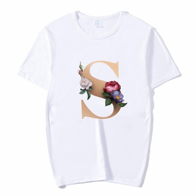 Summer A To Z 26 Alphabet Print Tshirt Cartoon Tees Women Streetwear Funny Casual T