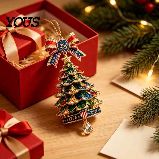 Decorative Ornaments for Fireplaces 250th Anniversary Christmas Tree Ornament, 2D Acrylic Decor, Lightweight 1776-2026 Patriotic Commemorative Hanging